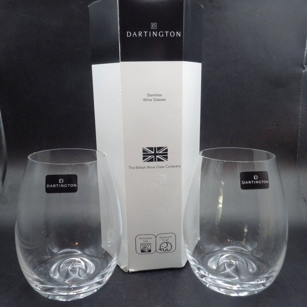 2 Stemless Wineglasses/ Dartington/ Made in England/ New in Box